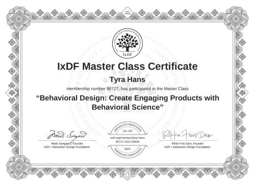 Behavioral Design: Create Engaging Products with Behavioral Science certificate