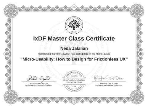 Micro-Usability: How to Design for Frictionless UX certificate