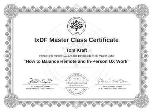How to Balance Remote and In-Person UX Work certificate