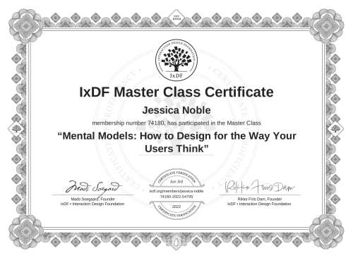 Mental Models: How to Design for the Way Your Users Think certificate