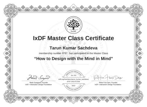 How to Design with the Mind in Mind certificate