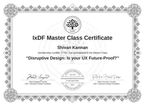 Disruptive Design: Is your UX Future-Proof? certificate