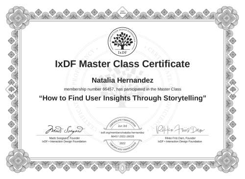 How to Find User Insights Through Storytelling certificate