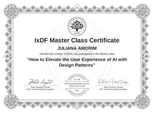 How to Elevate the User Experience of AI with Design Patterns certificate
