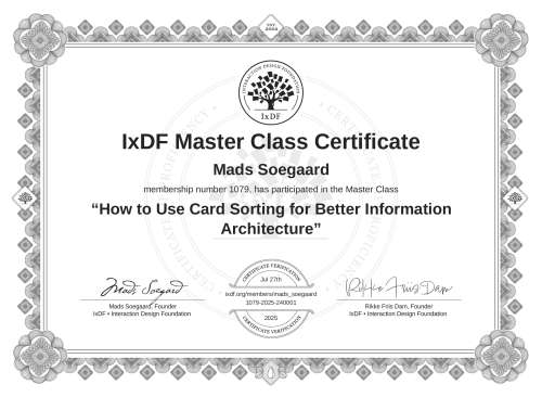 How to Use Card Sorting for Better Information Architecture certificate