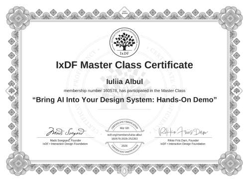 Bring AI Into Your Design System: Hands-On Demo certificate