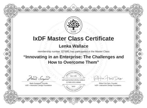 Innovating in an Enterprise: The Challenges and How to Overcome Them certificate
