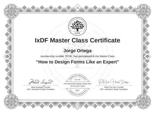 How to Design Forms Like an Expert certificate