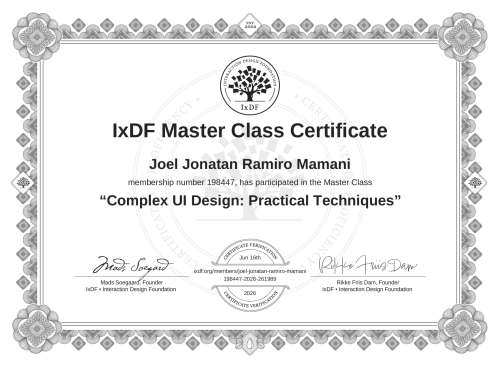 Complex UI Design: Practical Techniques certificate