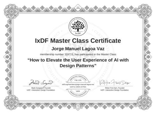 How to Elevate the User Experience of AI with Design Patterns certificate