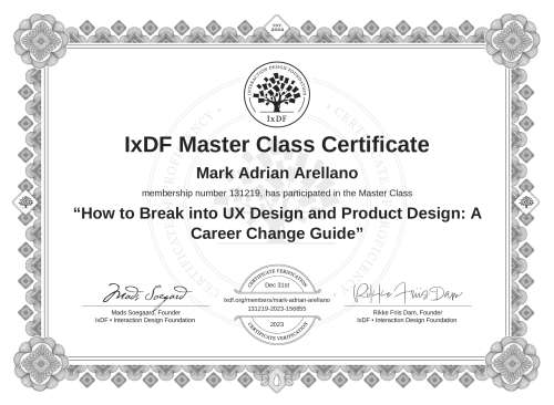 How to Break into UX Design and Product Design: A Career Change Guide certificate