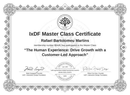 The Human Experience: Drive Growth with a Customer-Led Approach certificate