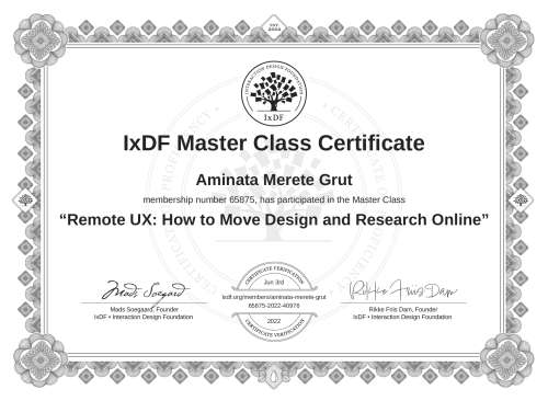 Remote UX: How to Move Design and Research Online certificate