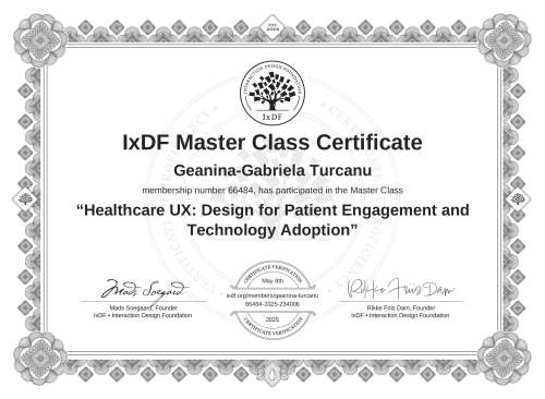 Healthcare UX: Design for Patient Engagement and Technology Adoption certificate