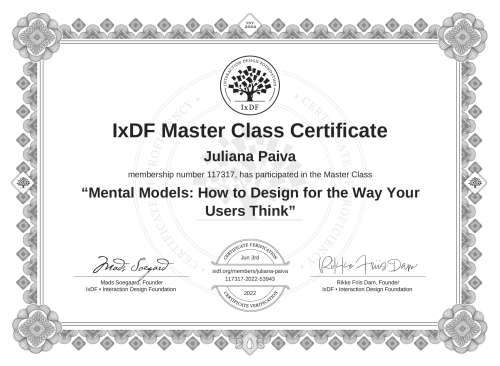 Mental Models: How to Design for the Way Your Users Think certificate