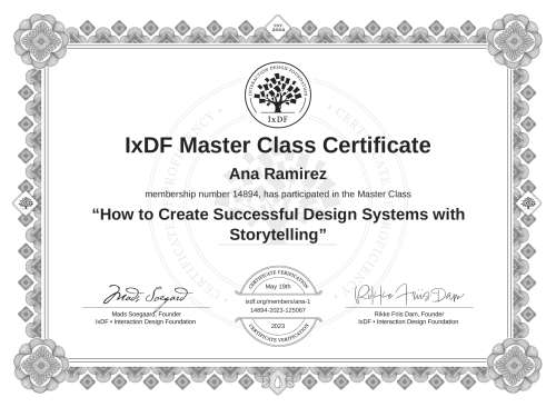 How to Create Successful Design Systems with Storytelling certificate