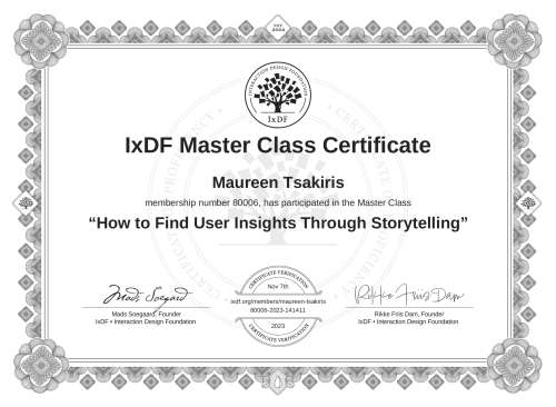 How to Find User Insights Through Storytelling certificate