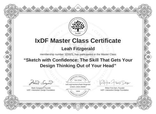 Sketch with Confidence: The Skill That Gets Your Design Thinking Out of Your Head certificate