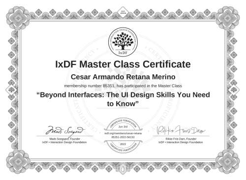 Beyond Interfaces: The UI Design Skills You Need to Know certificate