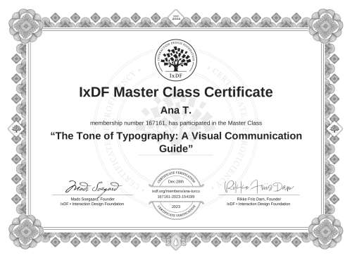 The Tone of Typography: A Visual Communication Guide certificate