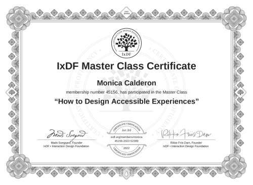 How to Design Accessible Experiences certificate