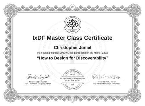 How to Design for Discoverability certificate