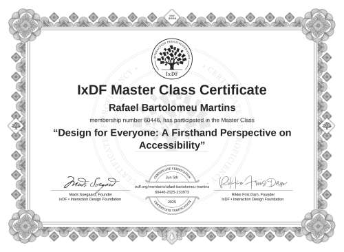 Design for Everyone: A Firsthand Perspective on Accessibility certificate