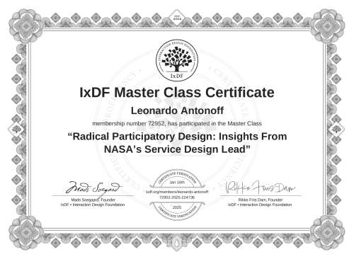 Radical Participatory Design: Insights From NASA’s Service Design Lead certificate