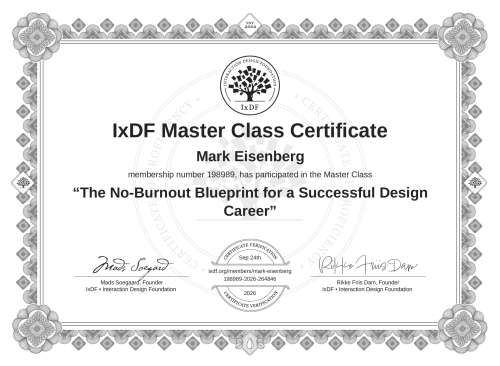 The No-Burnout Blueprint for a Successful Design Career certificate