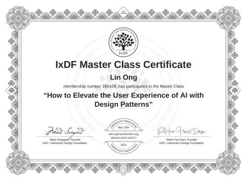 How to Elevate the User Experience of AI with Design Patterns certificate