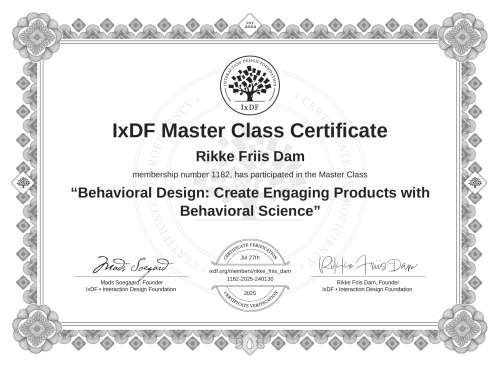 Behavioral Design: Create Engaging Products with Behavioral Science certificate