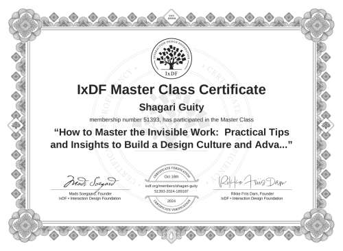 How to Master the Invisible Work:  Practical Tips and Insights to Build a Design Culture and Advance Your Career certificate