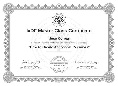 How to Create Actionable Personas certificate