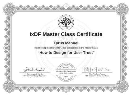 How to Design for User Trust certificate