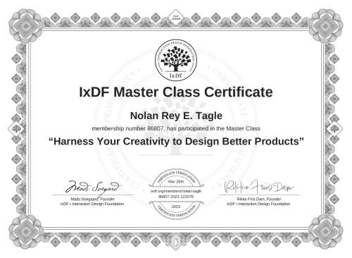Harness Your Creativity to Design Better Products certificate