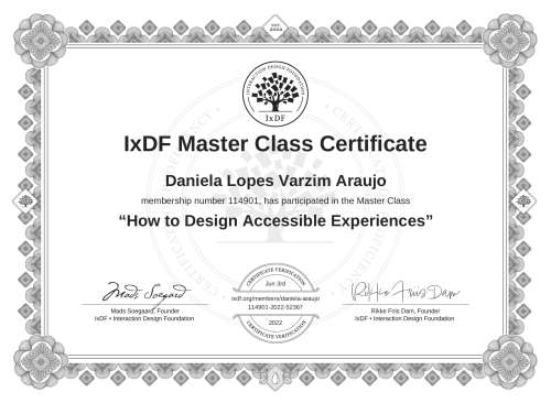 How to Design Accessible Experiences certificate