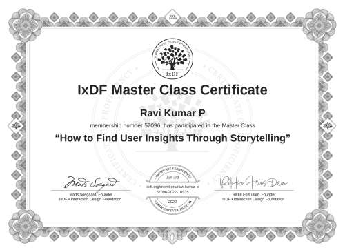 How to Find User Insights Through Storytelling certificate