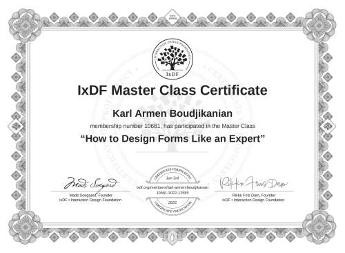 How to Design Forms Like an Expert certificate