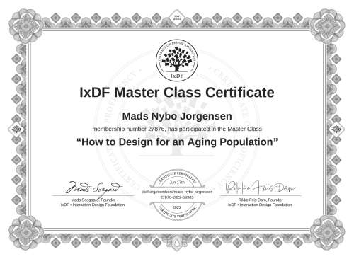 How to Design for an Aging Population certificate