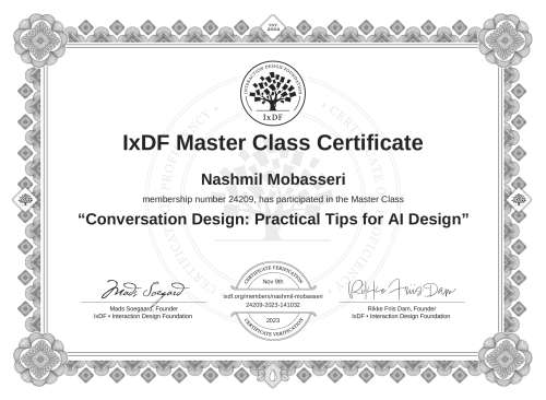 Conversation Design: Practical Tips for AI Design certificate