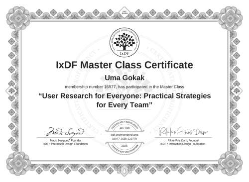 User Research for Everyone: Practical Strategies for Every Team certificate
