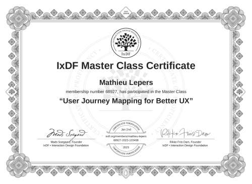 User Journey Mapping for Better UX certificate