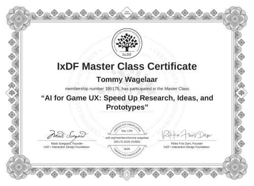 AI for Game UX: Speed Up Research, Ideas, and Prototypes certificate