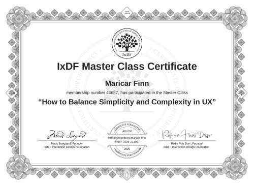 How to Balance Simplicity and Complexity in UX certificate