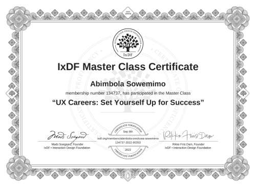 UX Careers: Set Yourself Up for Success certificate