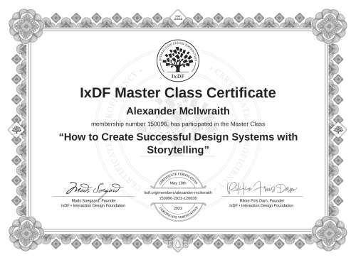 How to Create Successful Design Systems with Storytelling certificate