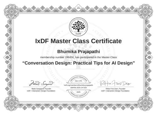 Conversation Design: Practical Tips for AI Design certificate