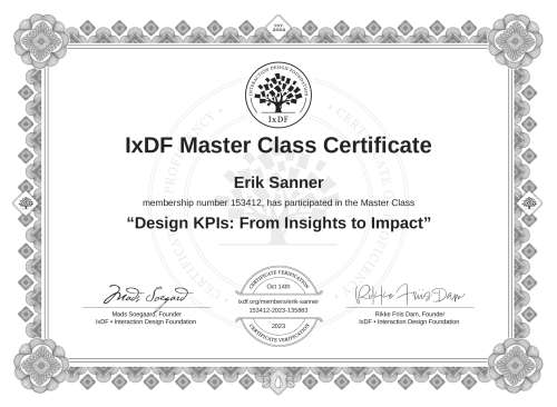 Design KPIs: From Insights to Impact certificate
