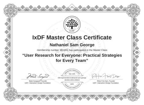 User Research for Everyone: Practical Strategies for Every Team certificate