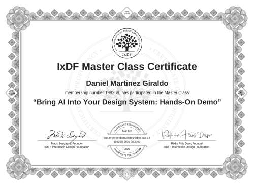 Bring AI Into Your Design System: Hands-On Demo certificate